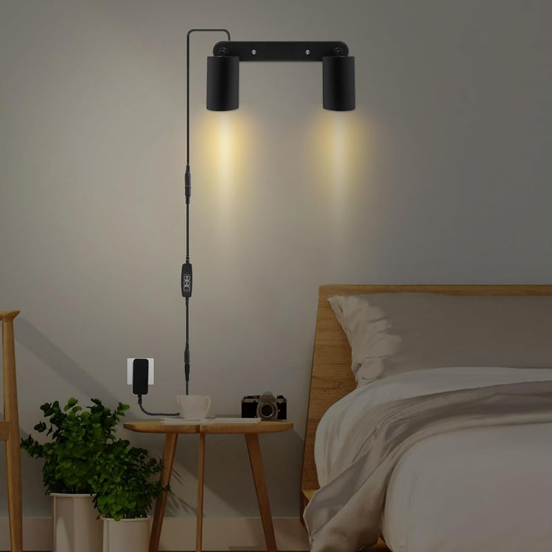 Taysing Plug in Track Lighting Track Light Fixtures with Power Cord Wall Spotlight Flexibly Rotatable Heads Plug in Ceiling Lights for Kitchen Cabinet Gallery Bar Living Room 10W 3000K(Black, 2 Heads) - Image 2